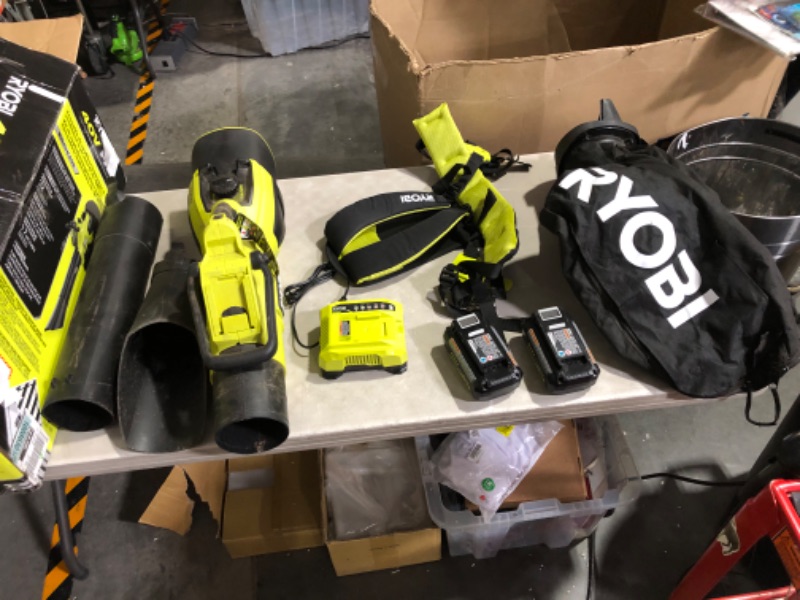 Photo 2 of ***NOT FUNCTIONAL - FOR PARTS ONLY - NONREFUNDABLE - SEE COMMENTS***
Ryobi 40V HP Brushless 100 MPH 600 CFM Cordless Leaf Blower/Mulcher/Vacuum with (2) 4.0 Ah Batteries and Charger