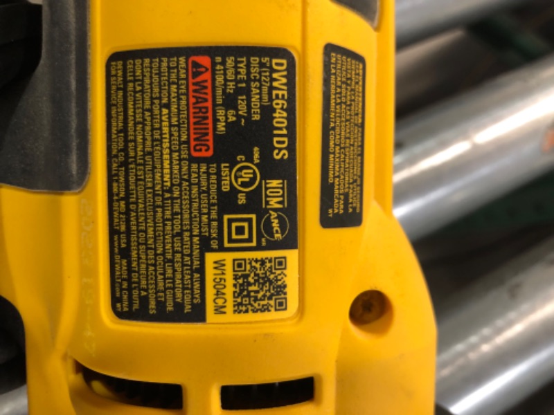 Photo 4 of DEWALT Rotary Sander, Variable Speed, Dust Shroud, 5-Inch (DWE6401DS), Yellow