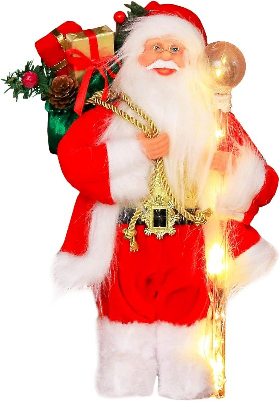 Photo 1 of *different color* Toiyason 13.8inch Santa Claus Figurines Fluffy Christmas Standing Santa Figure 