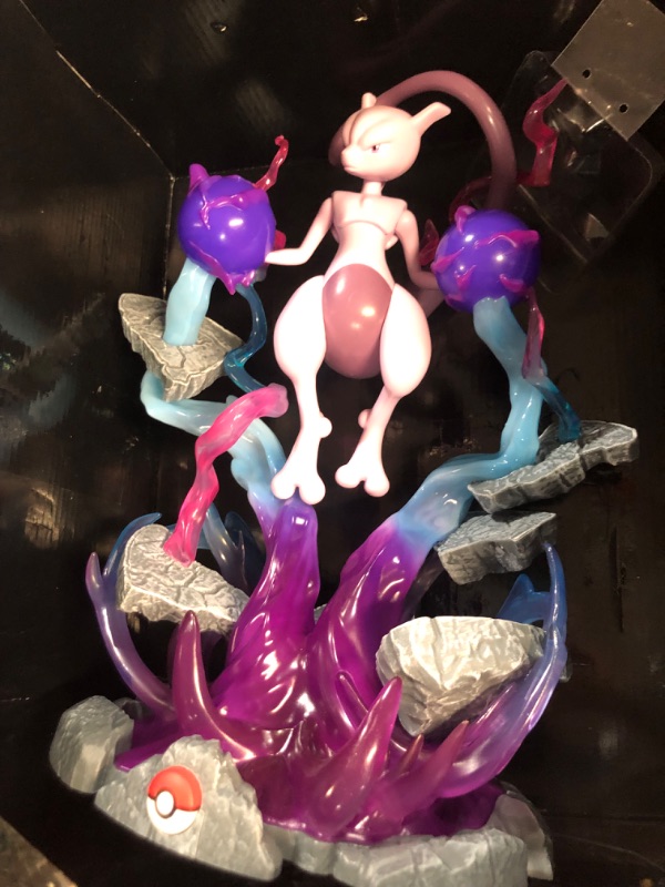 Photo 4 of Pokémon 13" Large Mewtwo Deluxe Collector Statue Figure - LED Light Effects - Officially Licensed - Authentic Collectible 