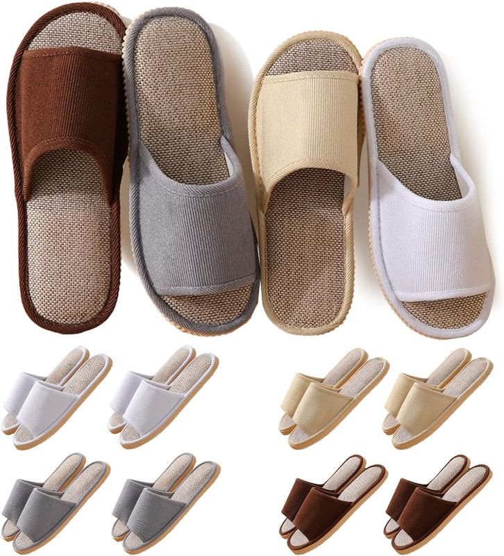 Photo 1 of 8 Pairs Disposable Slippers for Guests,House Slippers for Guests , Open Toe Indoor Slippers Comfortable 