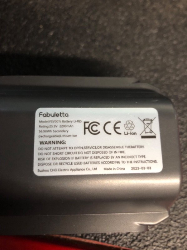 Photo 2 of Battery for Fabuletta FSV101 Cordless Stick Vacuum Cleaner, Red, 2200 mAh Rechargeable & Detachable Battery