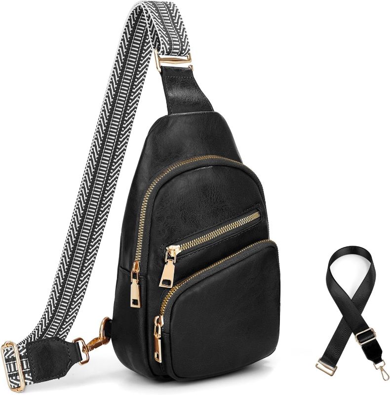 Photo 1 of 2024 Sling Bag for Women PU Leather Fanny Pack Crossbody Chest Bag with Adjustable Strap, Waist Pack for Traveling