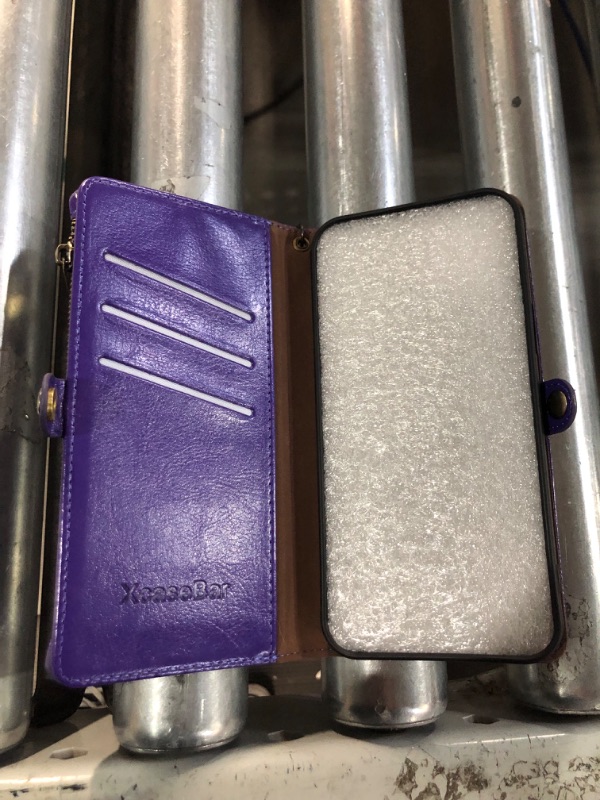 Photo 3 of XcaseBar for iPhone 12/12 Pro 6.1" Wallet case with Zipper Credit Card Holder?RFID Blocking?, Flip Folio Book Purple