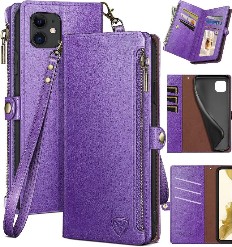 Photo 1 of XcaseBar for iPhone 12/12 Pro 6.1" Wallet case with Zipper Credit Card Holder?RFID Blocking?, Flip Folio Book Purple