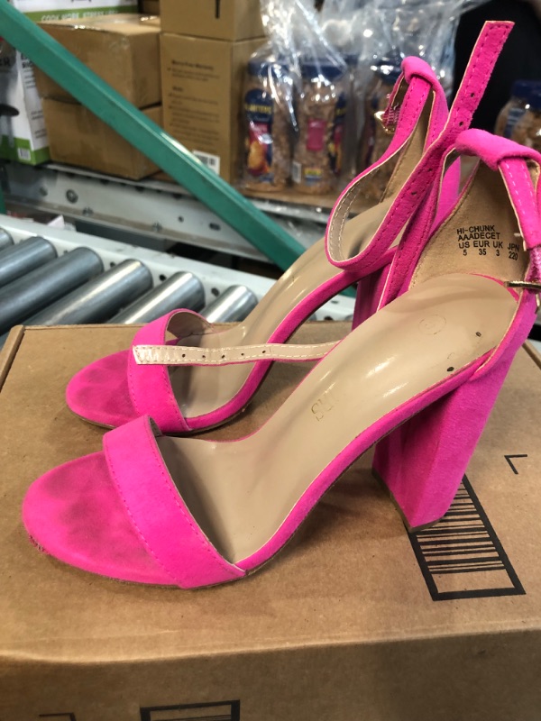 Photo 5 of DREAM PAIRS Women's Hi-Chunk High Heel Pump Sandals Fuchsia Size 5 