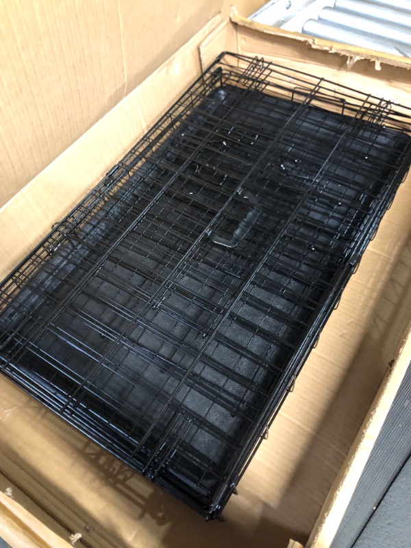 Photo 2 of ***USED - BENT BARS***
FDW Dog Crate Dog Cage Pet Crate for Large Dogs Folding Metal Pet Cage Double Door W/Divider Panel Black 30 Inch