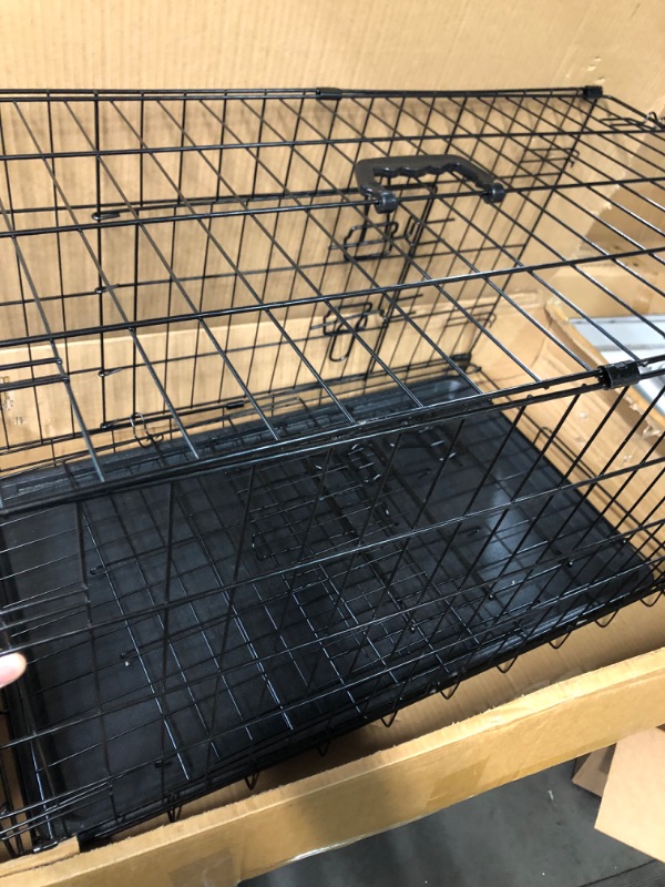 Photo 4 of ***USED - BENT BARS***
FDW Dog Crate Dog Cage Pet Crate for Large Dogs Folding Metal Pet Cage Double Door W/Divider Panel Black 30 Inch