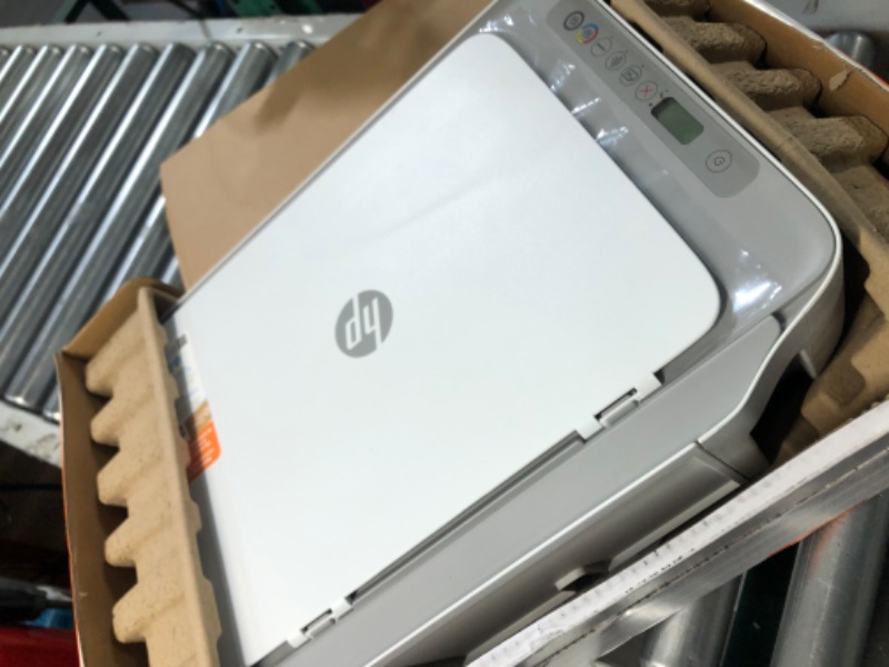 Photo 1 of HP DeskJet 2755e Wireless Color All-in-One Printer with bonus 6 months Instant Ink (26K67A), white