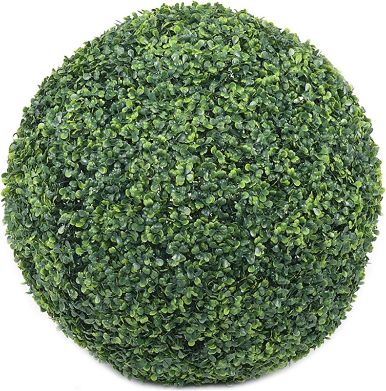 Photo 1 of *NEEDS TO BE FLUFFED OUT TO BE PERFECTLY ROUND* 1PC HUHJYUGE Artificial Plant Topiary Ball 7in, Durable Green Grass Decorative Balls, Round Plastic Plant Ball Decoration, for Wedding New Year Christmas Ceiling Garden Home Outdoor