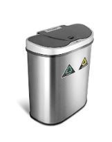 Photo 1 of *SEE NOTES* Ninestars Automatic Touchless Sensor Trash Can/Recycler with D Shape Silver/Black Lid & Stainless Base, 18 Gal & NSTB-10-30 Extra Strong White Trash Bag w/Drawstring Closure, 10 Gal/ 40 L, 30 Count 18 Gal Trash Can