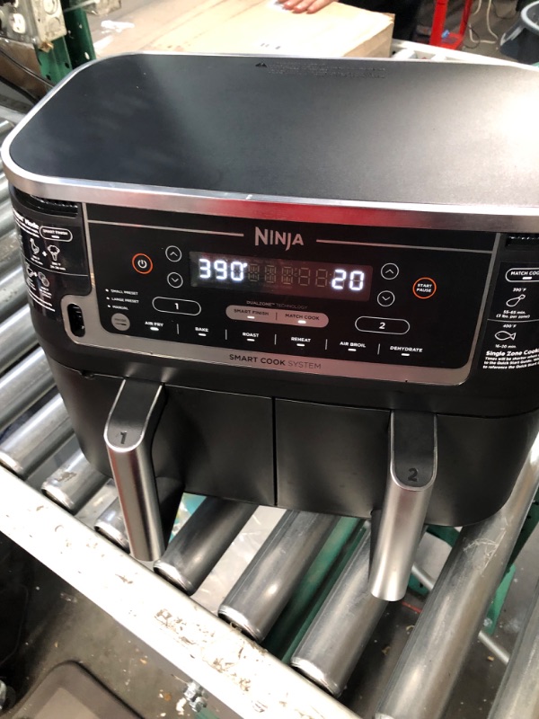 Photo 2 of Ninja DZ550 Foodi 10 Quart 6-in-1 DualZone Smart XL Air Fryer with 2 Independent Baskets, Smart Cook Thermometer for Perfect Doneness, Match Cook & Smart Finish to Roast, Dehydrate & More, Grey