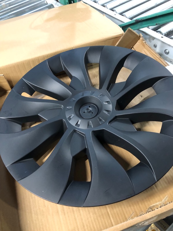 Photo 3 of *SEE NOTES* ONE PC Klutchtech Tesla Model Y Hubcaps - 19 Inch Gemini Wheel Covers Replacement Tesla Wheel Caps 19'' Überturbine Wheel Hub Caps Compatible with Tesla Model Y Accessories 2021-2023 (Matte Black - 1 Pack)