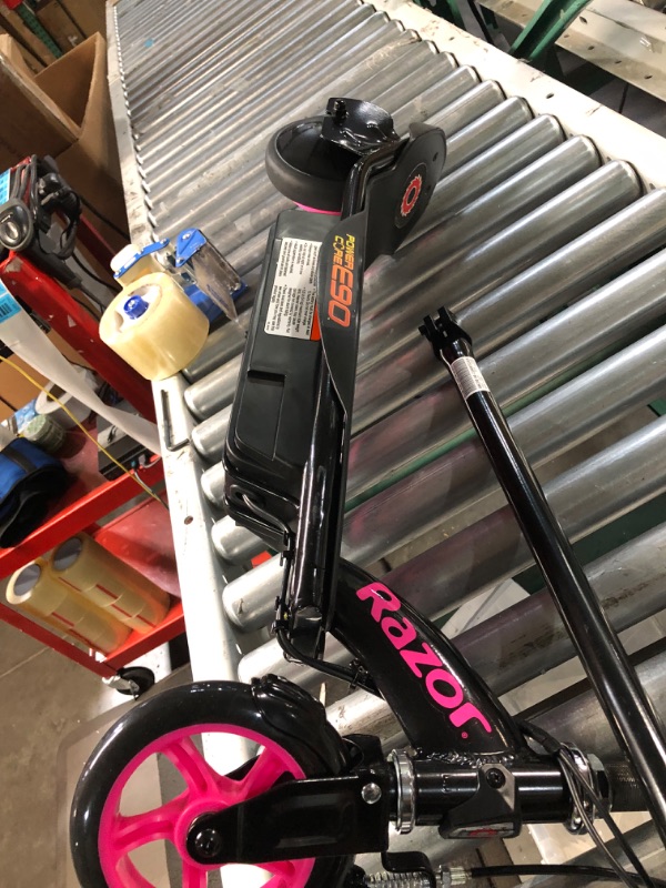 Photo 4 of [FOR PARTS, READ NOTES] NONREFUNDABLE
Razor Power Core E90 Electric Scooter - Hub Motor, Up to 10 mph and 80 min Ride Time, for Kids 8 and Up Pink Standard Packaging