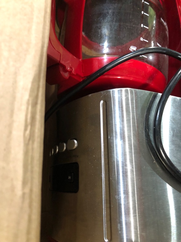 Photo 3 of [FOR PARTS, READ NOTES] NONREFUNDABLE
Kenmore Aroma Control 12-cup Programmable Coffee Maker, Red and Stainless Steel Drip Coffee Machine