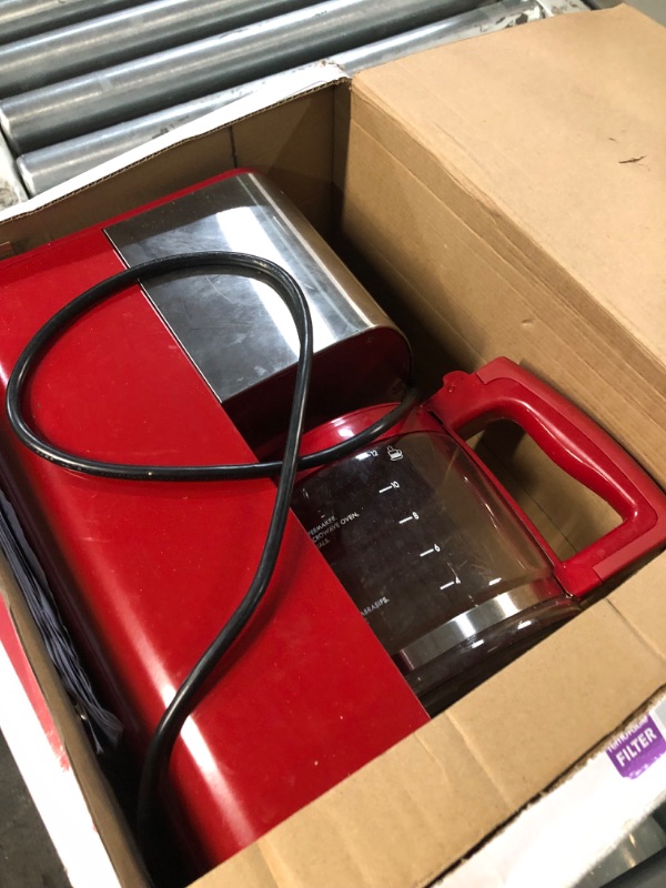 Photo 1 of [FOR PARTS, READ NOTES] NONREFUNDABLE
Kenmore Aroma Control 12-cup Programmable Coffee Maker, Red and Stainless Steel Drip Coffee Machine