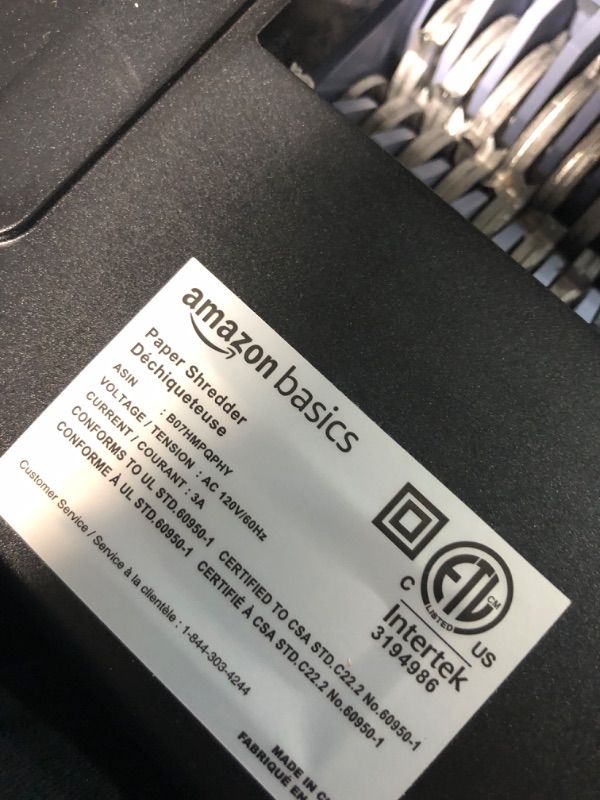 Photo 2 of **UNABLE TO FULLY TEST**  Amazon Basics 12-Sheet Cross-Cut Paper and Credit Card Home Office Shredder 12 Sheet Shredder