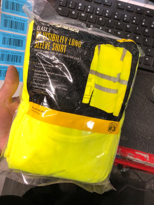 Photo 2 of **ITEM IS SIMILAR JORESTECH Safety Shirt High Visibility Reflective Yellow Long Sleeve with Front Pocket ANSI Class 3 Type R XX-Large Lime
