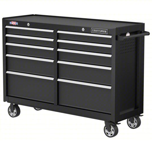 Photo 1 of ***SEE CLERK COMMENTS***CRAFTSMAN Rolling Cabinets: Gloss Black, 52 in W x 18 in D x 37 1/2 in H, Black, 10 Drawers
