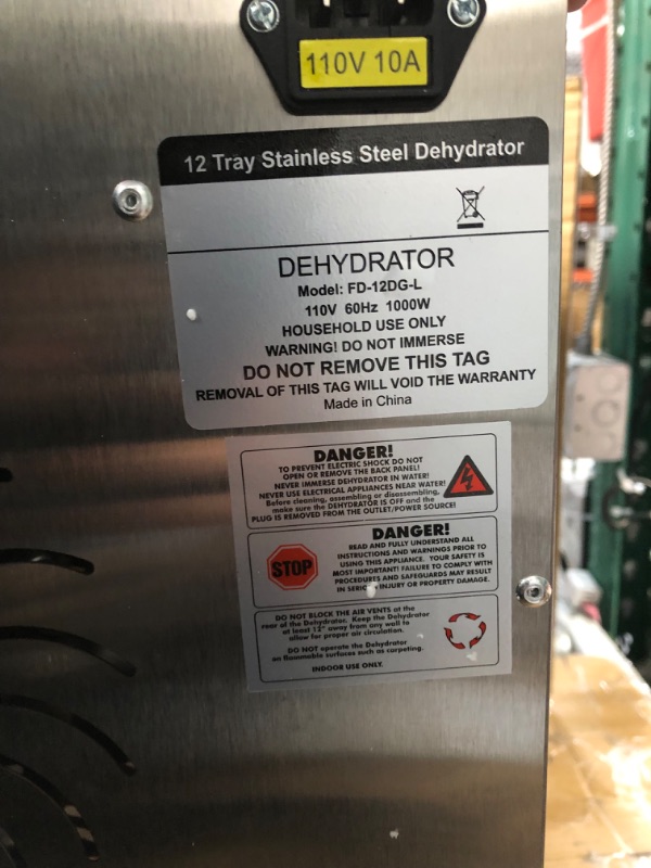 Photo 2 of ****MISSING MULTIPLE TRAYS & DOES NOT POWER ON****Food Dehydrator with 12 Stainless Steel Trays, Double Fans, Precise Temperature Control, and Fast Drying Speed with Adjustable Timer and Temperature Control