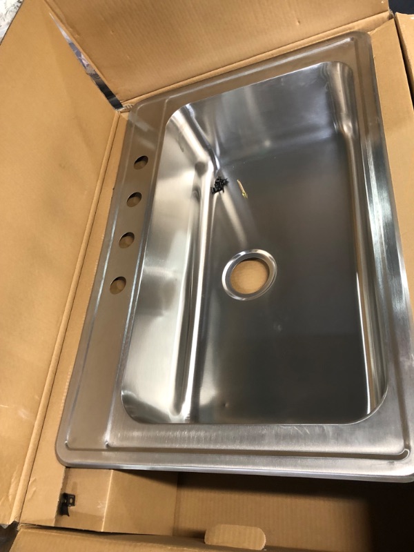 Photo 3 of ***USED - DENTED AND SCRATCHED***
allen + roth The Fenway Drop-In 33-in x 22-in Stainless Steel Single Bowl 4-Hole Kitchen Sink
