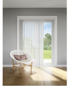 Photo 1 of LEVOLOR Trim+Go 3.5-in Slat Width 45.5-in x 84-in Cordless Crown White Room Darkening Vertical Blinds
