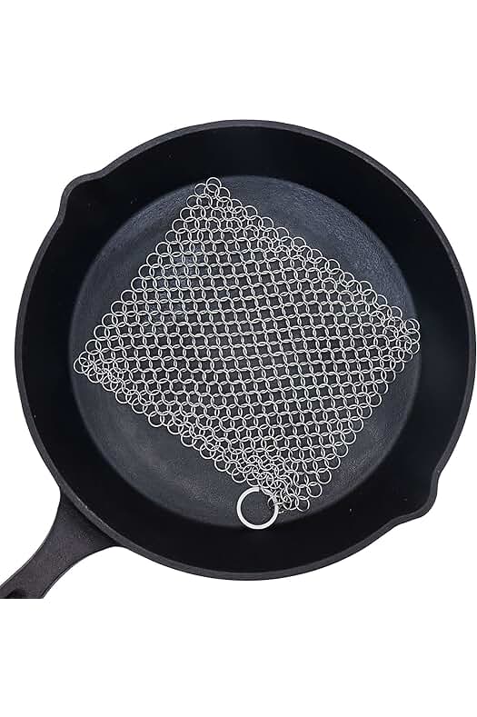 Photo 1 of BabriInta Cast Iron Scrubber 6 Inch Stainless Steel Scrubber Cast Iron Cleaner Household Chain Scrubber for Cast Iron Pans, Skillet, Wok, Pot, Dutch Ovens Chainmail Scrubber