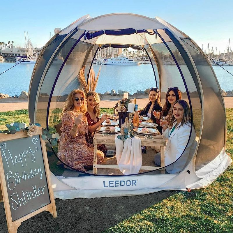 Photo 4 of (READ NOTES) Leedor Gazebos for Patios Screen House Room 4-6 Person Canopy Pergolas Mosquito Net Camping Tent Dining Pop Up Sun Shade Shelter Mesh Walls Not Waterproof Gray,10'x10'
