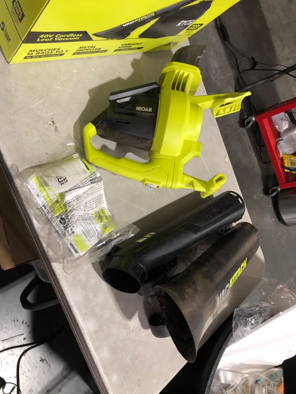Photo 6 of ***USED - DIRTY - MISSING BATTERY AND CHARGER - UNABLE TO TEST***
RYOBI 40-Volt Lithium-Ion Cordless Battery Leaf Vacuum/Mulcher (Tool Only)