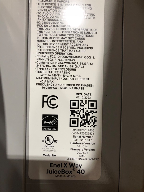 Photo 5 of ***PARTS ONLY/NON-RETURNABLE*DOSNT WORK PROPERLY***
JuiceBox 32 Smart Electric Vehicle (EV) Charging Station 