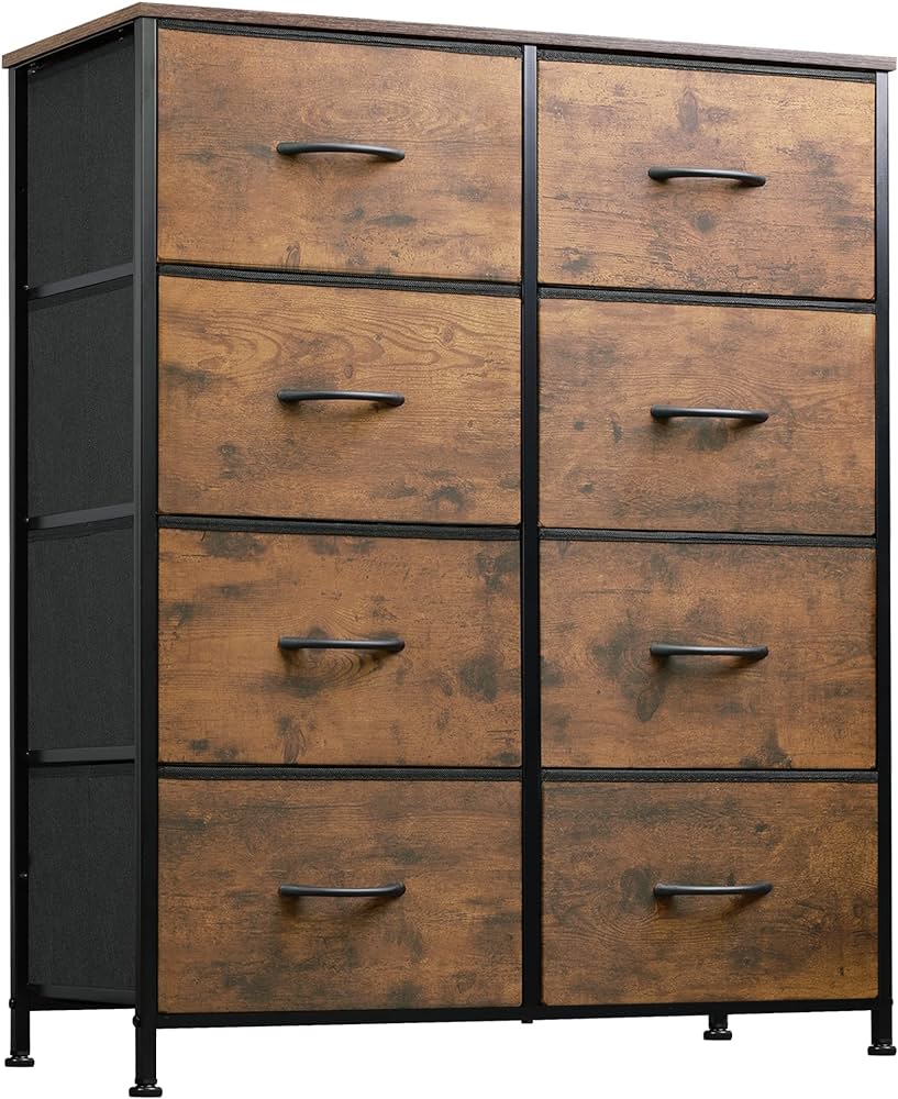 Photo 1 of : WLIVE Fabric Dresser for Bedroom, Tall Dresser with 8 Drawers, Storage Tower with Fabric Bins, Double Dresser, Chest of Drawers for Closet, Living Room, Hallway, Children's Room, Rustic Brown
Amazon's
Choice
in Dressers & Chests of Drawers by WLIVE