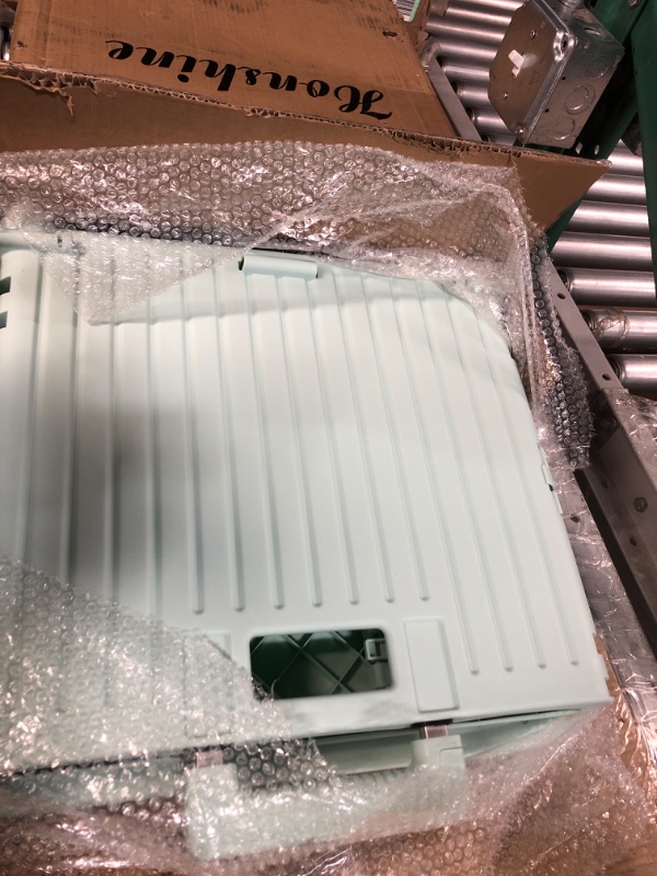 Photo 1 of Honshine Foldable Cart with Stair Climbing Wheels, Collapsible Rolling Crate with Telescoping Handle, Handcart for Grocery Book File Tool Art Supplies(Light Green)