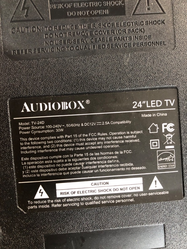 Photo 4 of **NONREFUNDABLE**FOR PARTS OR REPAIR**SEE NOTES**
Audiobox 24" TV Widescreen HDTV, Built-in DVD Player with HDMI & USB with Car Cord Adapter and Digital Noise Reduction (TV-24D)