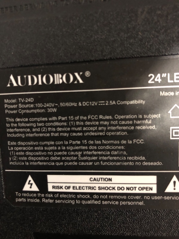 Photo 5 of **NONREFUNDABLE**FOR PARTS OR REPAIR**SEE NOTES**
Audiobox 24" TV Widescreen HDTV, Built-in DVD Player with HDMI & USB with Car Cord Adapter and Digital Noise Reduction (TV-24D)