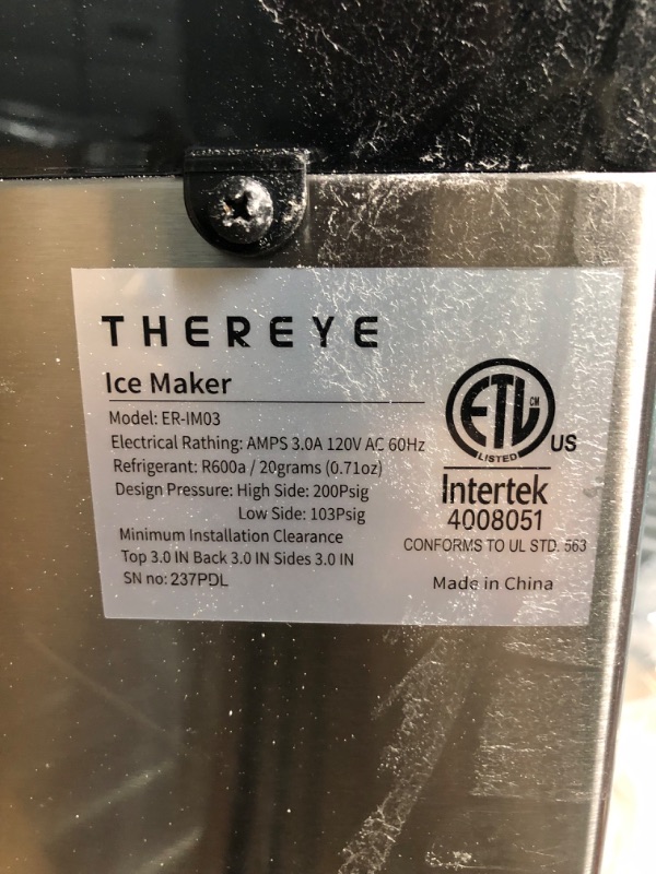 Photo 1 of **FOR PARTS ONLY**DOES NOT WORK 
Thereye Countertop Nugget Ice Maker, Top-Loading 30lbs/day Black 1