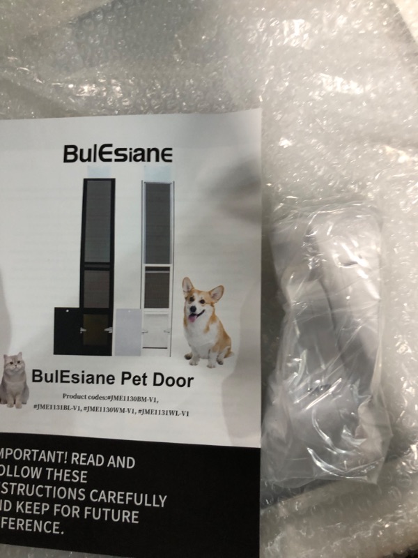 Photo 1 of BulEsiane Large 1-Piece Sliding Dog Door, Sliding Door Doggie Door Insert for Large Dog&Cats,UV Resistant Screen, No-Cut Install, Great for Renters and Seasonal Installation, White