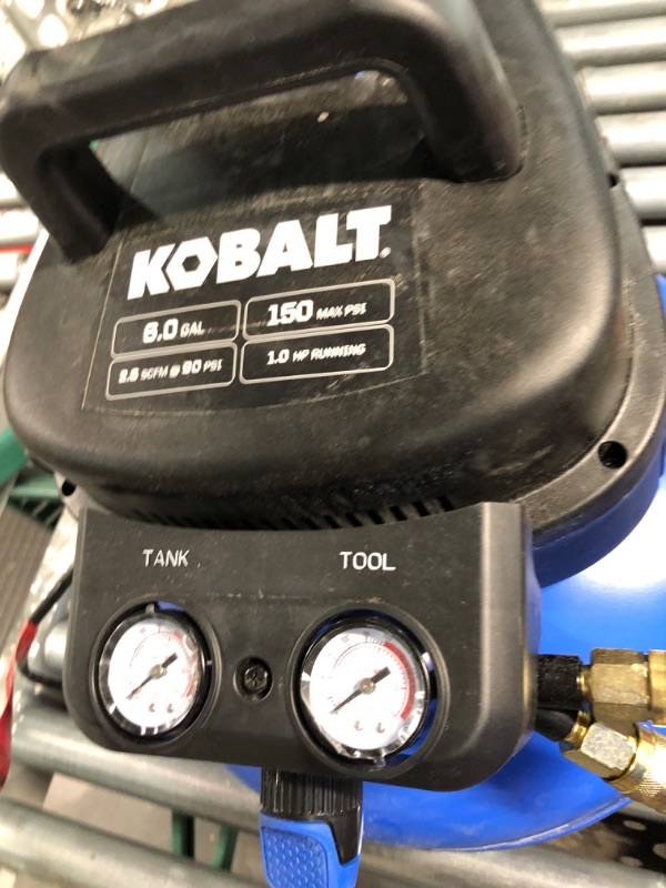 Photo 2 of [READ NOTES]This air compressor is equipped with a pancake-style tank, 1.0 HP maintenance-free universal motor, 2.6 CFM at 90 PSI air delivery, 150 max. PSI 