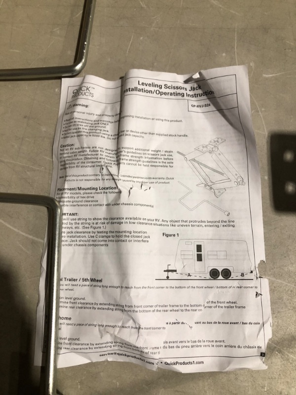 Photo 5 of * used * see images *
Quick Products QP-RVJ-S24 RV Stabilizing and Leveling Scissor Jack, 5,000 lbs. Max, 24" - Pair