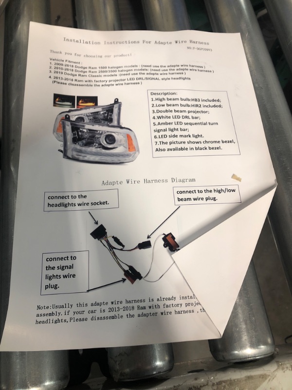 Photo 2 of ADCARLIGHTS for 2009 2010 2011 2012 2013 2014 2015 2016 2017 2018 Dodge Ram Projector Headlight Assembly 09-18 Ram 1500/10-18 Ram 2500 3500 Chrome Housing Amber Reflector Headlamp Replacement LH+RH