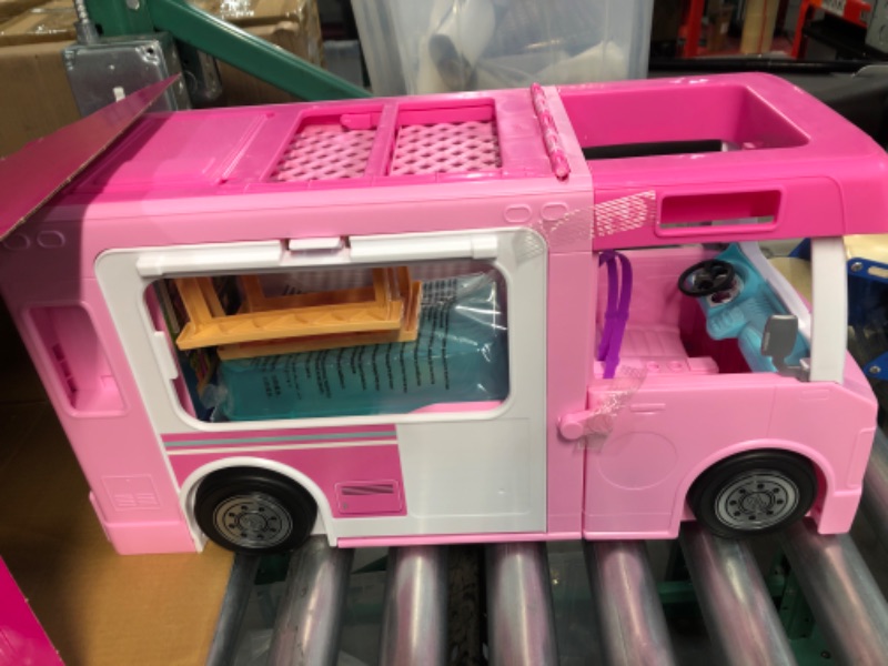 Photo 2 of Barbie Camper 3-in-1 DreamCamper Toy Playset Transforming Camper with Pool, Truck and Boat 60 Barbie Accessories Kids Toys and Gifts 3 in 1 Camper