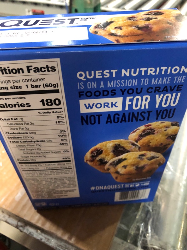 Photo 2 of *expires 01/2024* Quest Nutrition Blueberry Muffin Protein Bars 12 Count 