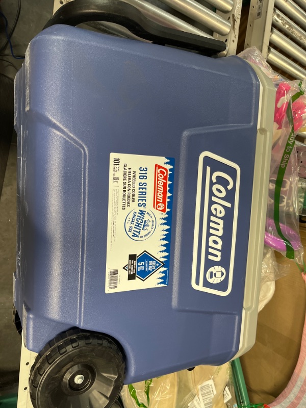 Photo 3 of Coleman 316 Series Insulated Portable Cooler with Heavy Duty Wheels,62qt