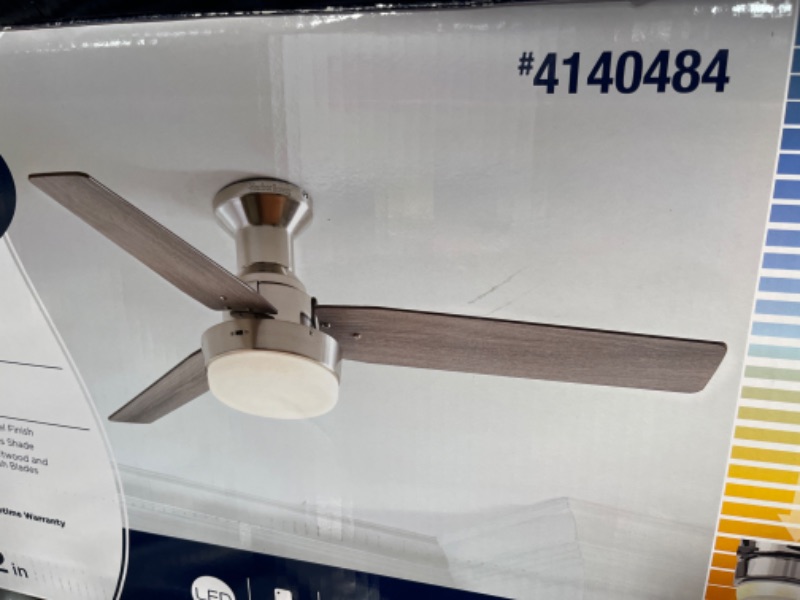 Photo 1 of Harbor Breeze Mac II 52-in Brushed Nickel Color-changing Indoor Flush Mount Ceiling Fan with Light Remote (3-Blade)
