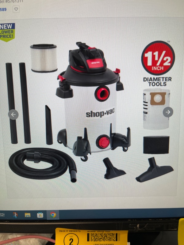 Photo 1 of Shop-Vac 12-Gallons 6-HP Corded Wet/Dry Shop Vacuum 