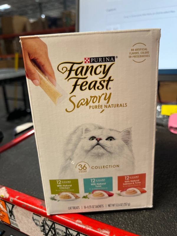 Photo 2 of *EXP FEB 2024-ONE BOX*
Fancy Feast Savory Puree Pouches, Variety Pack, 0.35 Ounce 