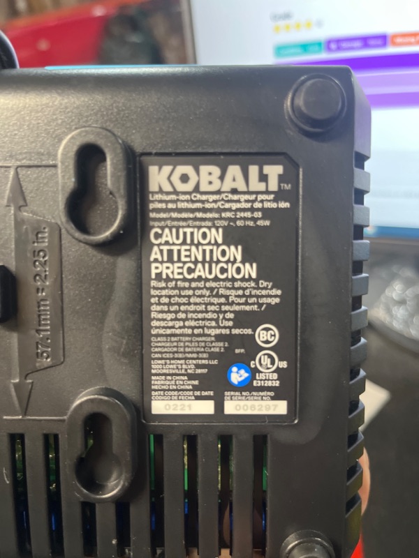 Photo 3 of KOBALT BATTERY CHARGER 24V MAX