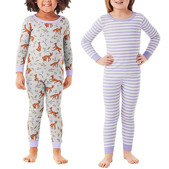 Photo 1 of Member's Mark Girls' 4 Piece Tight Fit Soft Cotton Pajama Set 3T (2pack)