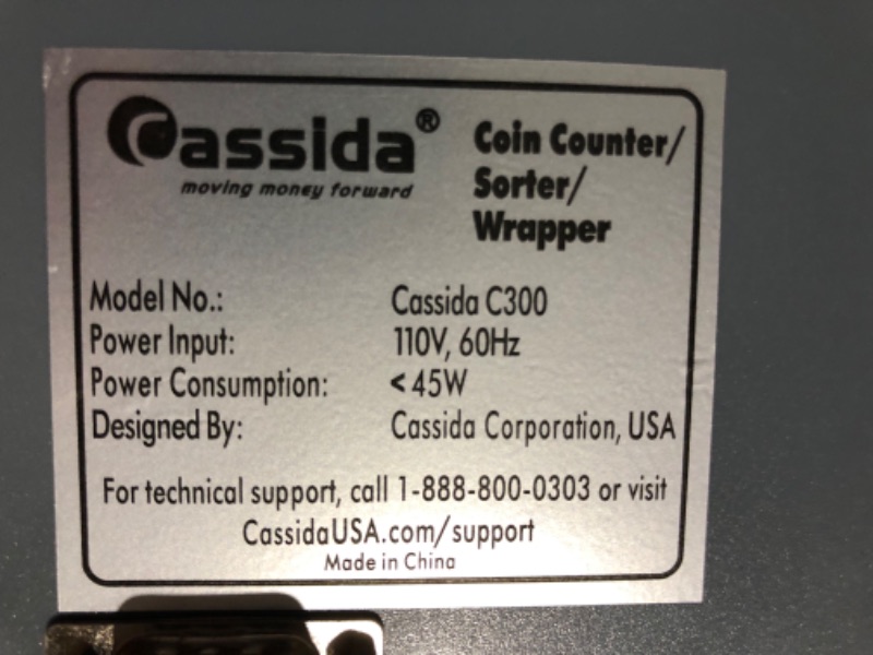 Photo 6 of Cassida C300 Professional USD Coin Counter, Sorter and Wrapper/Roller 