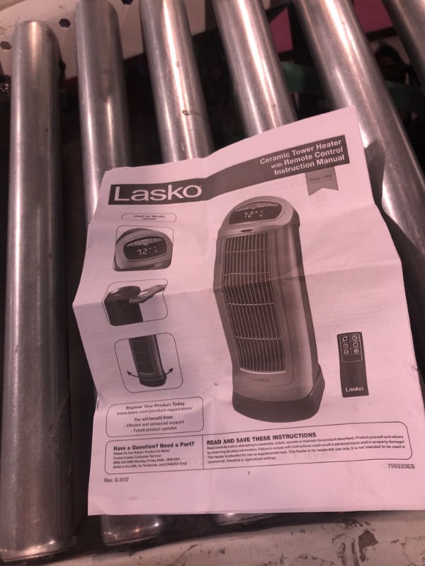 Photo 4 of NONFUNCTIONAL PARTS ONLY************
Lasko 1500W Digital Ceramic Space Heater with Remote, 755320, Silver