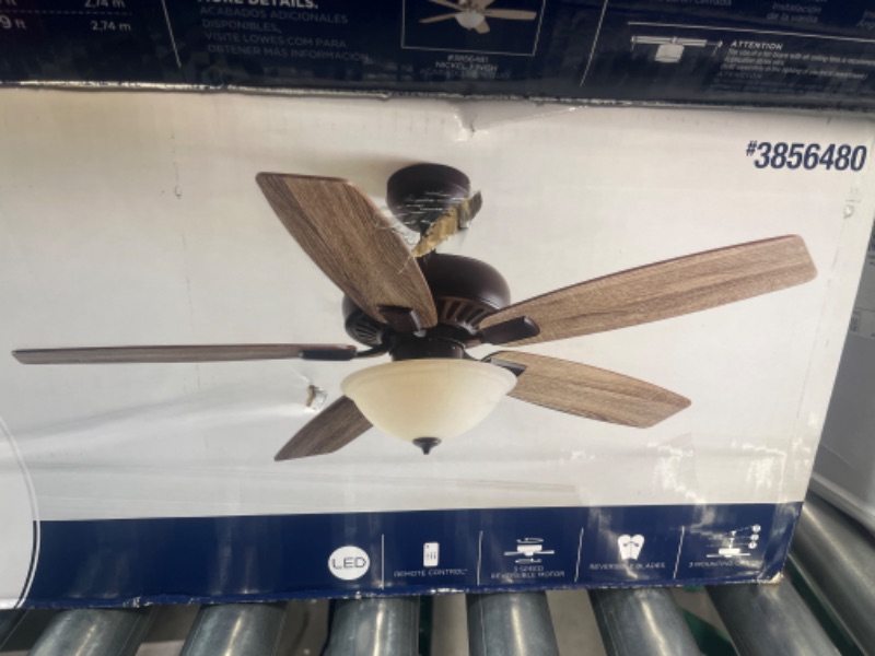 Photo 1 of Harbor Breeze Oxford 52-in Bronze LED Indoor Downrod or Flush Mount Ceiling Fan 